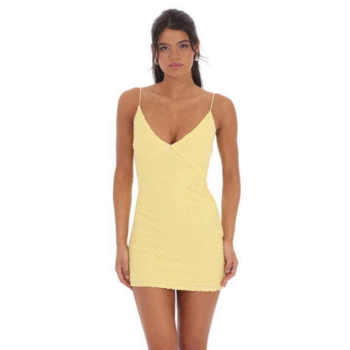 Lucy In The Sky - Wholesale Dress - Women's - Mini Ruffles Bodycon Dress in Yellow