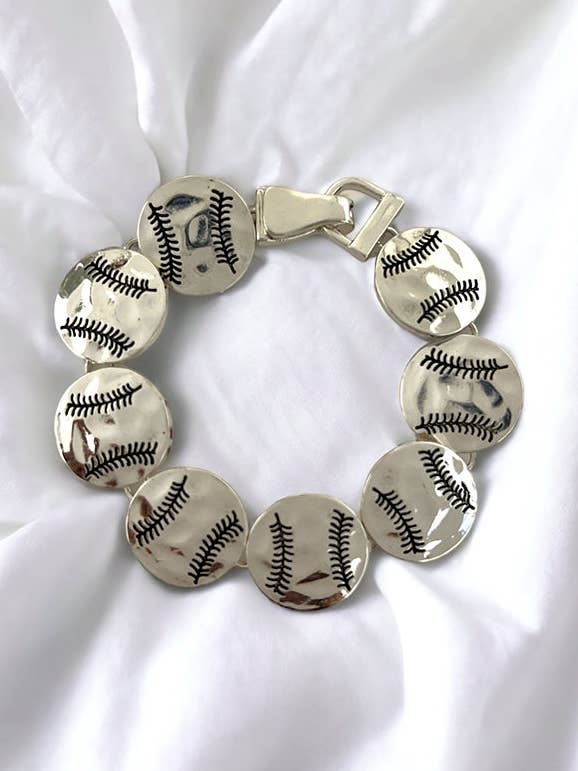 Hammered Baseball Link Bracelet for wholesale by Andrea Bijoux