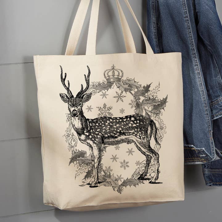 Deer Wreath Crown Fancy, 12 oz Tote Bag for wholesale by Avery Lane Gifts