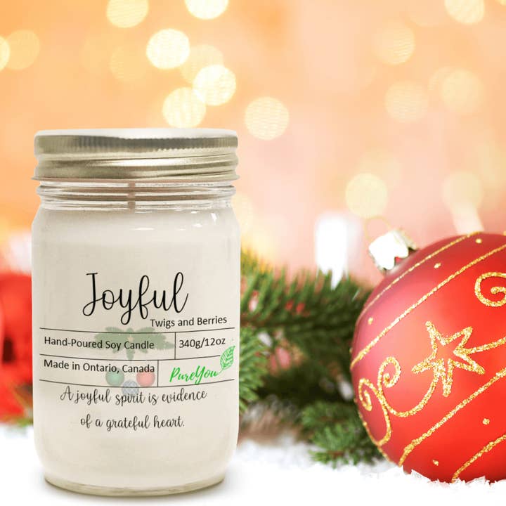 Joyful Soy Wax Candle (Twigs and Berries) for wholesale by PureYou handmade