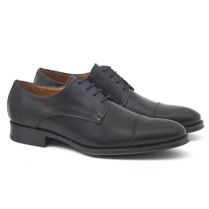 BOBYMAN-BLACK black leather derby for wholesale by Men's Heritage