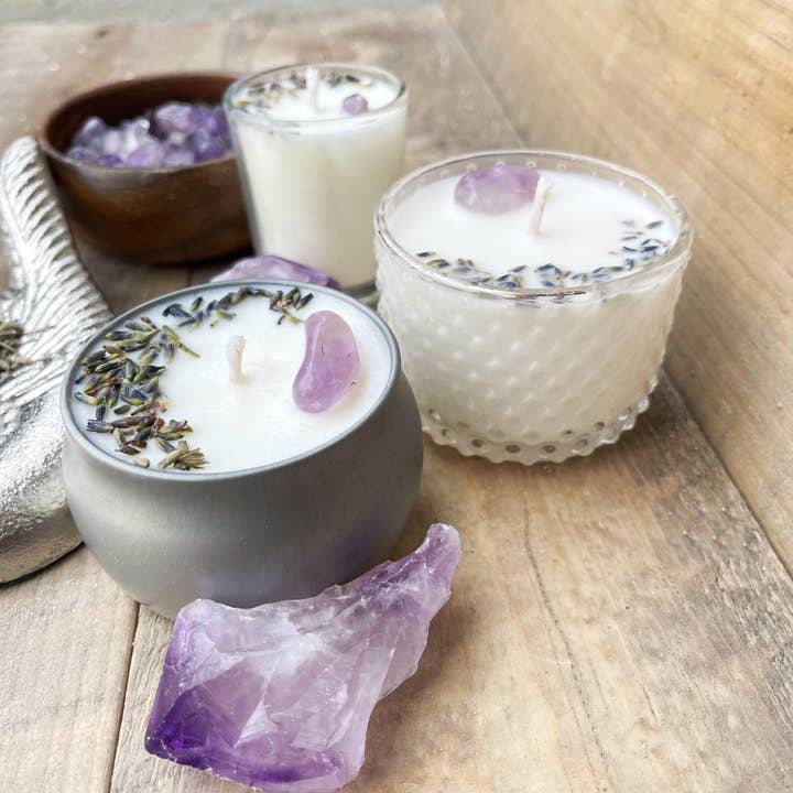 Rage Gems & Jewelry - Wholesale Travel Candles - Amethyst & Lavender Candle and Stash Jar2