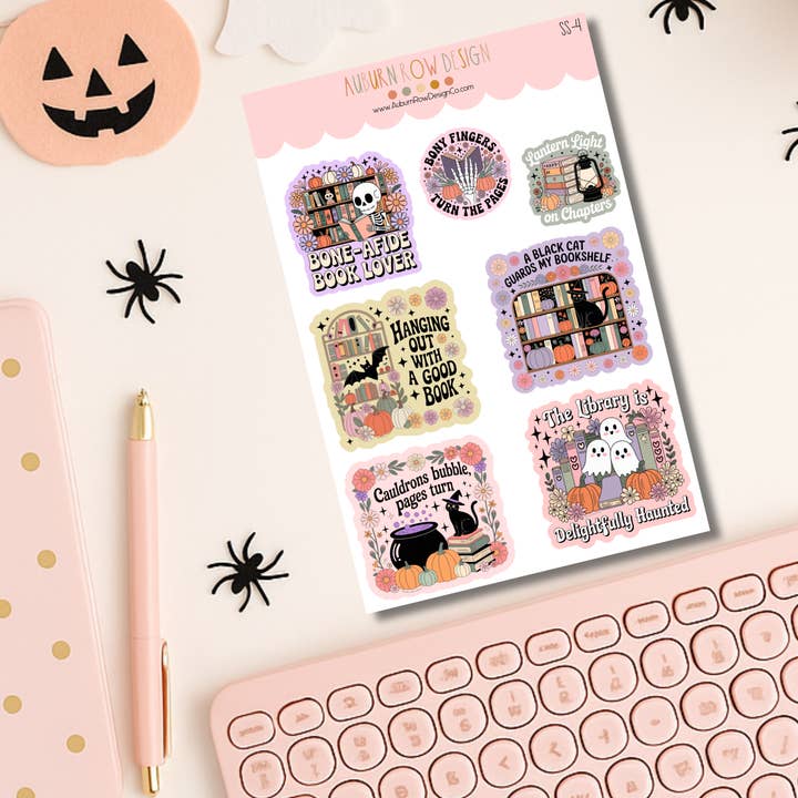 Pastel Halloween Bookish Sticker Set for wholesale by Auburn Row Design