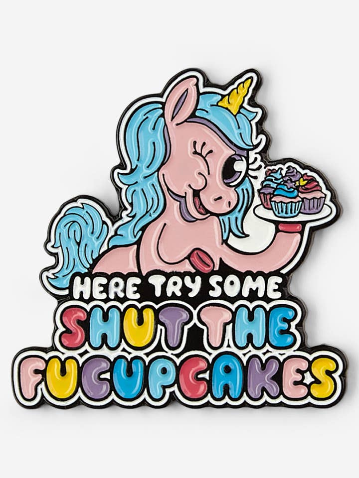 Shut The Fucupcakes Enamel Pin for wholesale by Threadheads