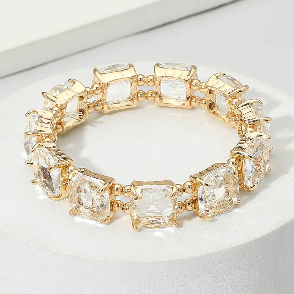 Sensibling Corp. - Wholesale Link & chain bracelet - Cushion Square Stone Stretch Evening Bracelet11