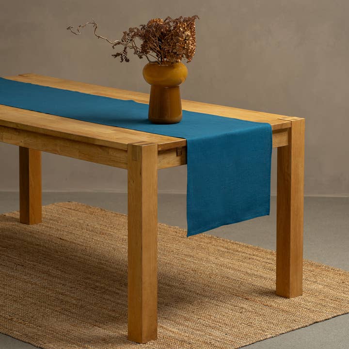 menique – wholesale Table runner – European Linen Table Runner - Table Linens Cobalt Blue