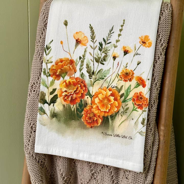 Brown Lillie – Großhandel Geschirrtücher – Orange Ringelblumen 28" Bestes Geschirrtuch | 100% ringgesponnene Baumwolle9