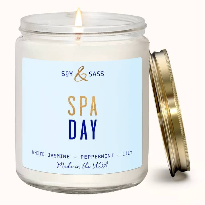 Bougie en cire de soja 7,2 oz Spa Day Décoration intérieure & Cadeaux pour la vente par Soy and Sass