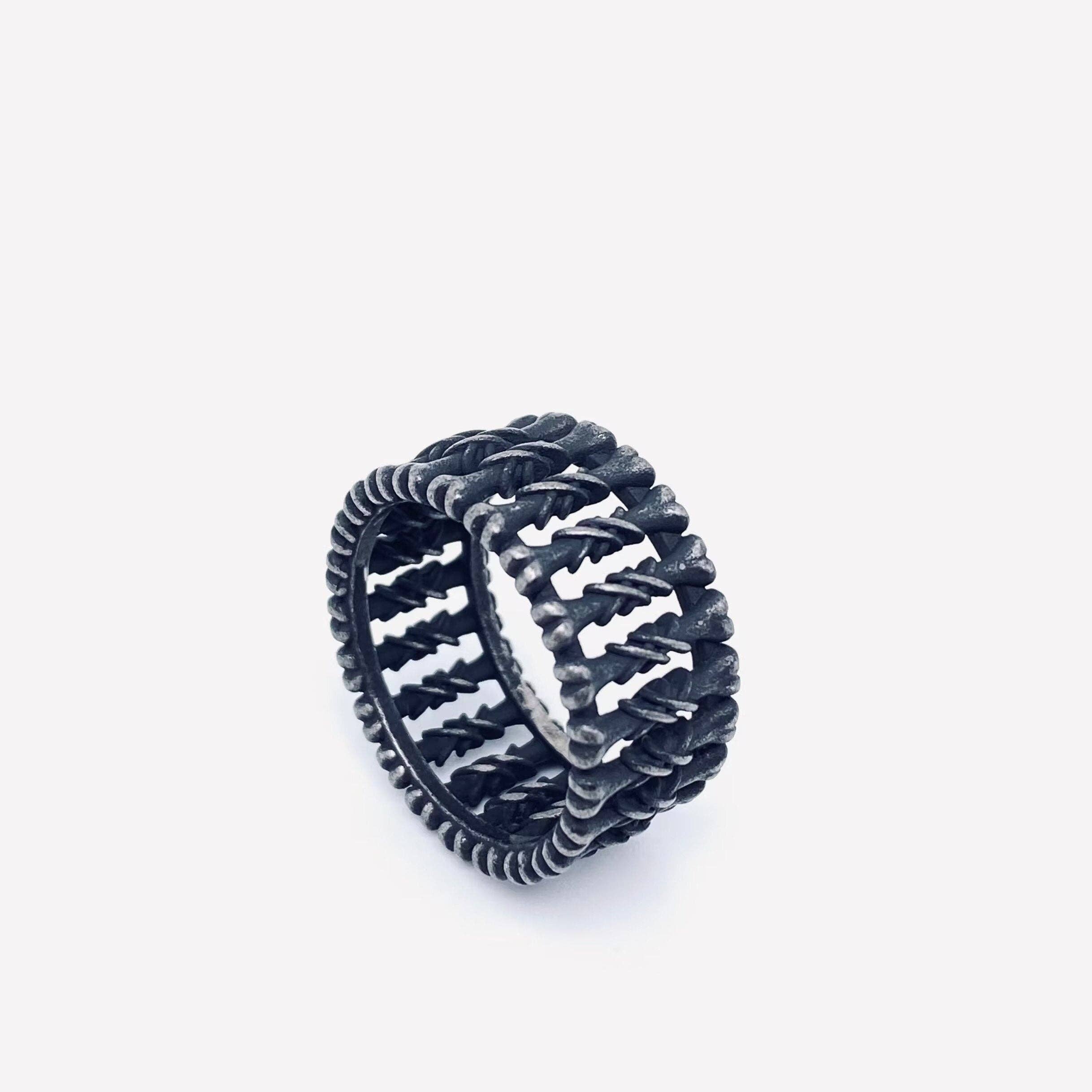 Mio Queena - Wholesale Band/Stacked Ring - Vintage Bone Pushpin Stainless Steel Ring - MJ/MR1