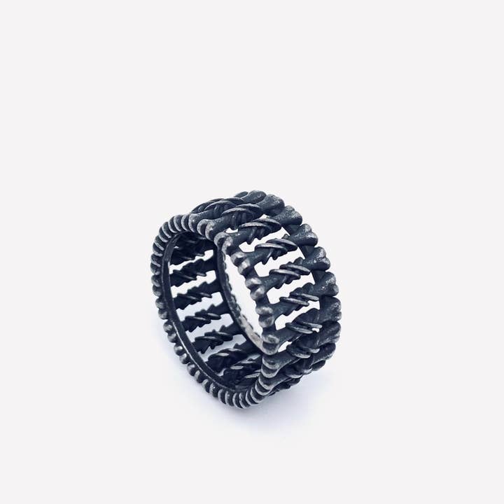 Mio Queena - Wholesale Band/Stacked Ring - Vintage Bone Pushpin Stainless Steel Ring - MJ/MR1