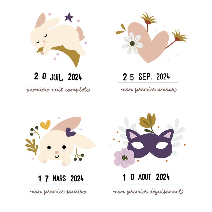 Les Petites Dates - Wholesale Kunstprint - Kinderen en baby - Poster 'Mijn Eerste Keer' - Konijn3