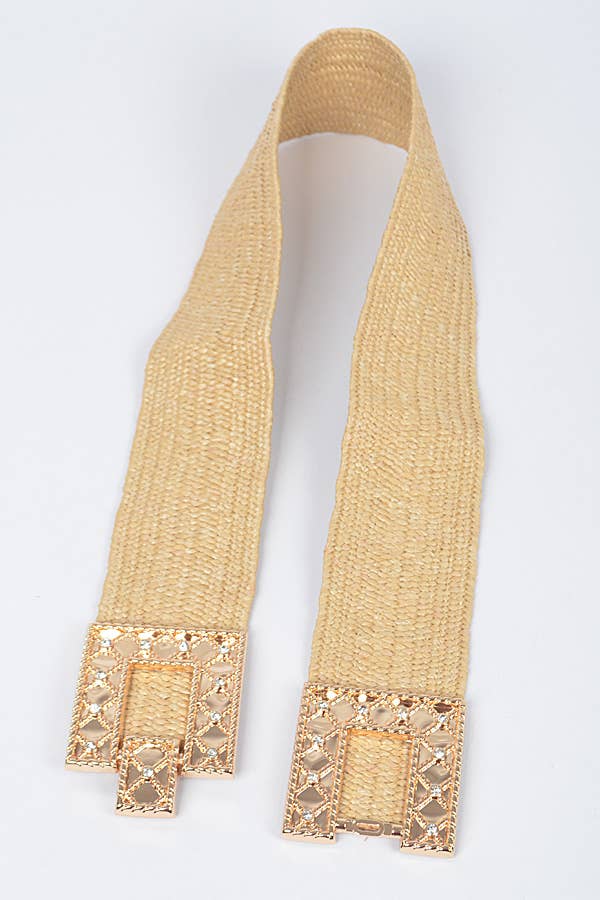 3AM BY H&D ACCESSORIES - Wholesale Belt - Women's - Rhinestone buckle stretch straw belt8