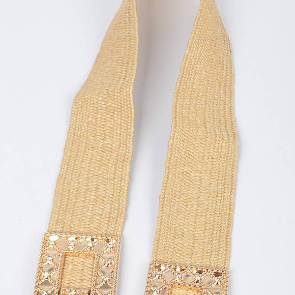 3AM BY H&D ACCESSORIES - Wholesale Belt - Women's - Rhinestone buckle stretch straw belt8