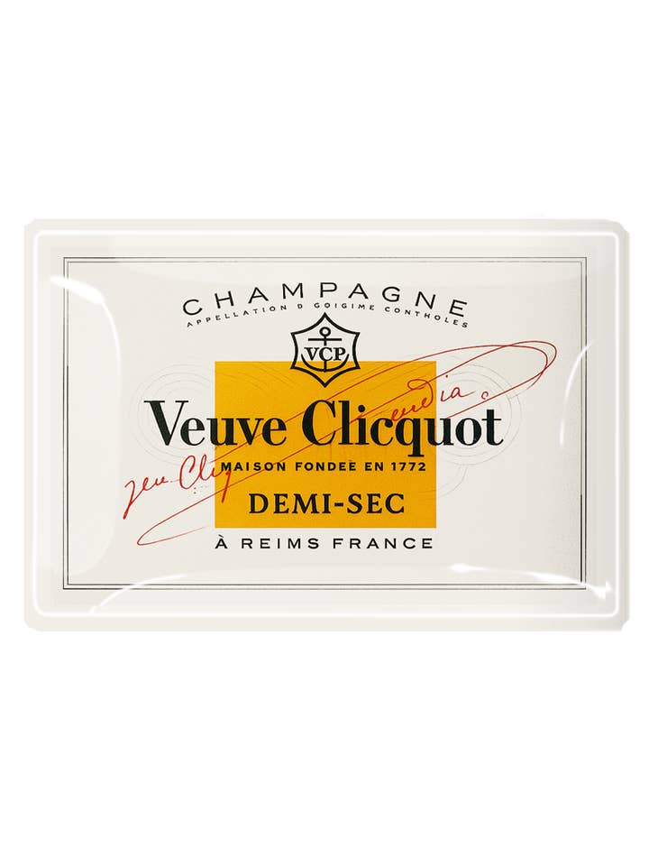 Vintage Veuve Clicquot Demi-Sec Decoupage Glass Tray for wholesale by Ben's Garden