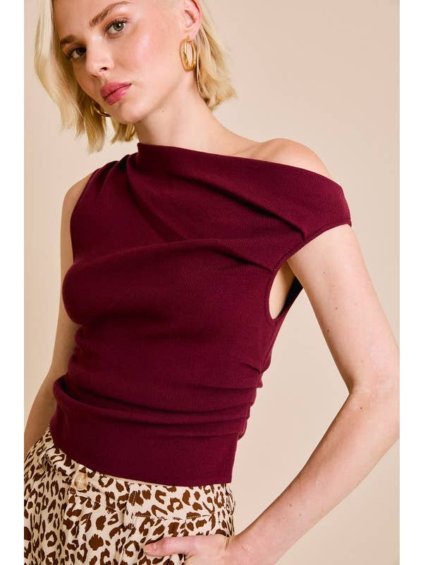 LE LIS - Wholesale Knit Top - Women's - ASYMMETRICAL NECK SWEATER TOP49