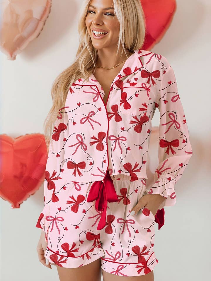 Conjunto de Pijama Laurel Pcs Top de Manga Comprida por atacado de Threaded Pear