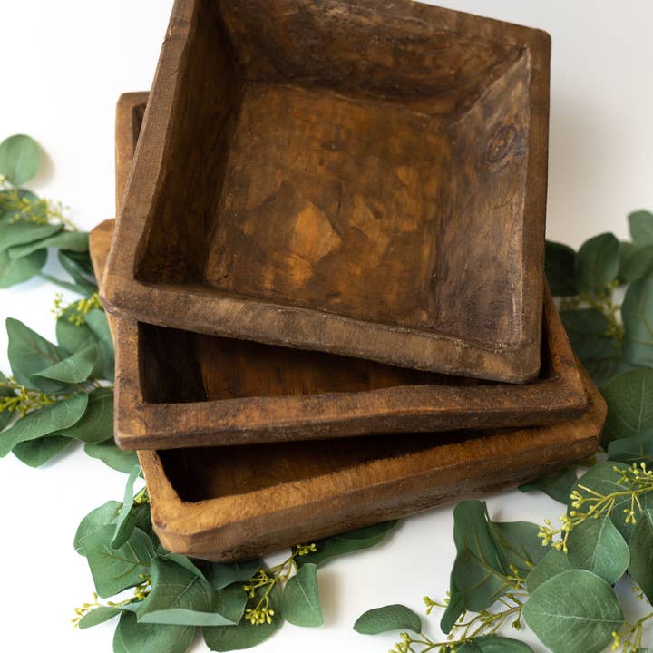 Forever Green Art - Wholesale Decorative Plate/Dish/Bowl - Square Wooden Bowl