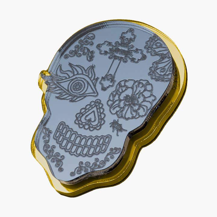 CATRINA RING SKULL / ANTHRACITE METALLIC ACRYLIC for wholesale by Rijkje Jewelry