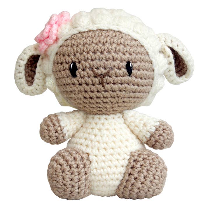 Hand Crochet Stuff Toy, Mini Barbra the Cream Sheep for wholesale by Paul and Lucy