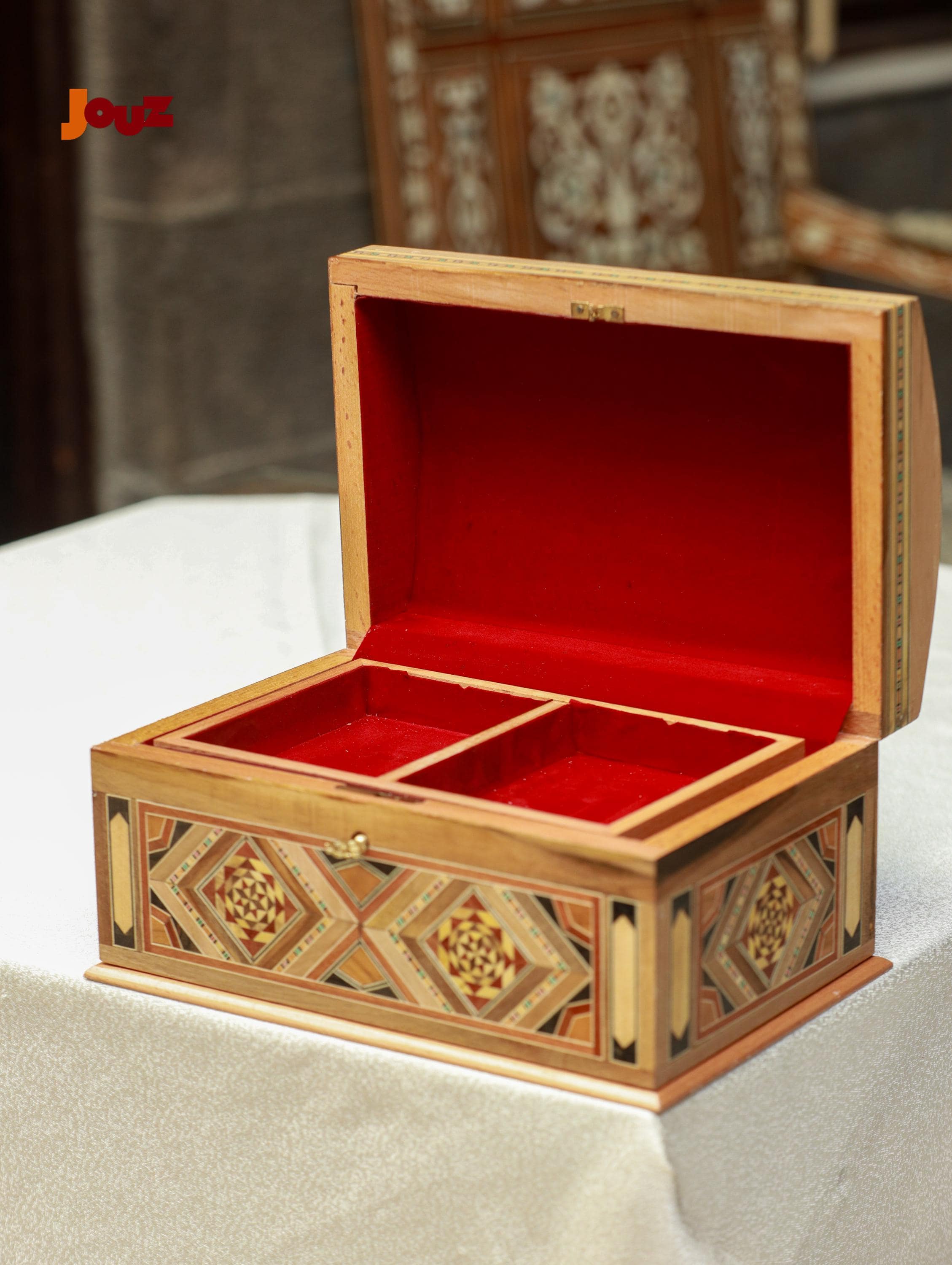 JOUZ - Wholesale Decorative Box - Handcrafted Wooden Mosaic Keepsake Box with Lock & Key – Unique Decorative Storage3