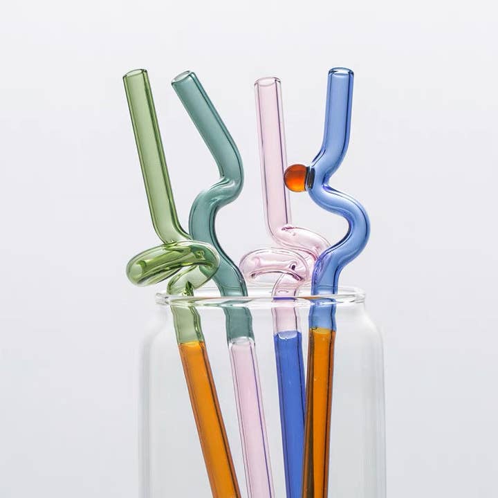 Filtrum Home - Wholesale Drinking Straw - Curvy Glass Straw Set3