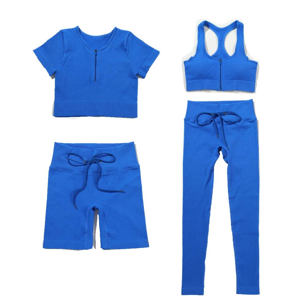 Pyzis - Wholesale Activewear Set - Women's - Color Coordinate Seamless 4 pieces Yoga Set1