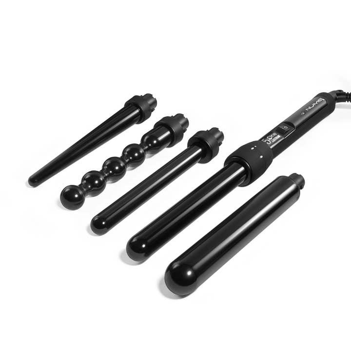 Black Lustrum 5-in-1 Curling Wand Set – Interchangeable Barrels for wholesale on Faire