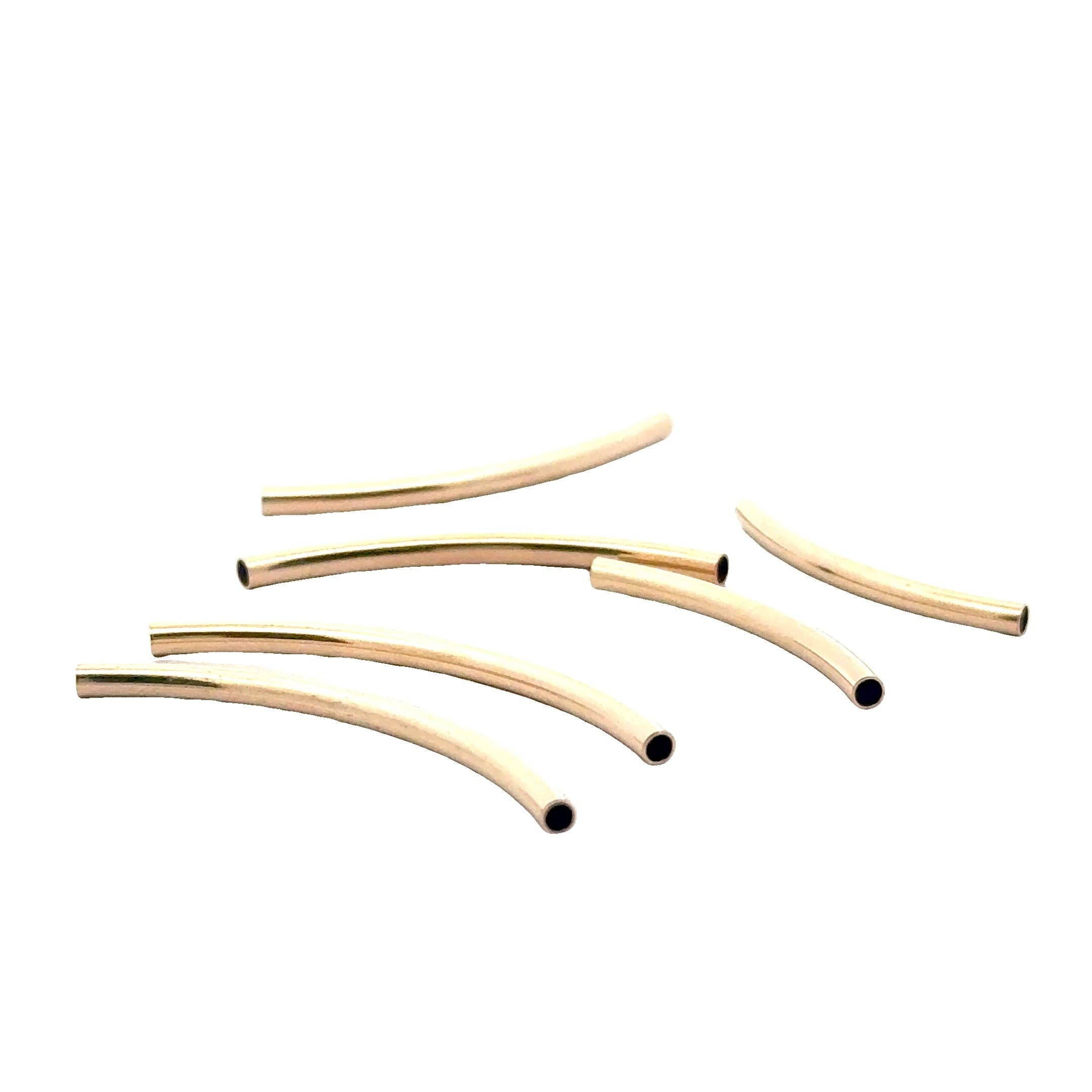 Purity Beads - Wholesale Craft Supplies - 14K Gold Filled Tubes | Curved Tubes | 6 to 10 Pcs in a pack | Four Sizes: 25, 30, 35 and 40mm | 2mm Thick Tubes |5