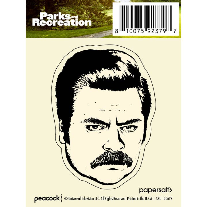 Parks and Recreation: Ron Swanson Novelty Sticker for wholesale by Papersalt