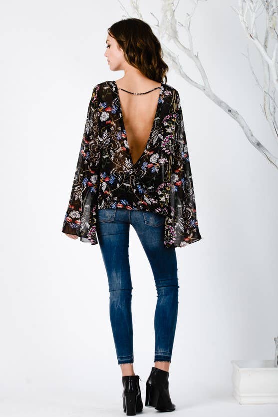 Lucca Couture - Wholesale Blouse - Women's - Fall Blouse NIKKI BOHO BELL SLEEVE TOP1