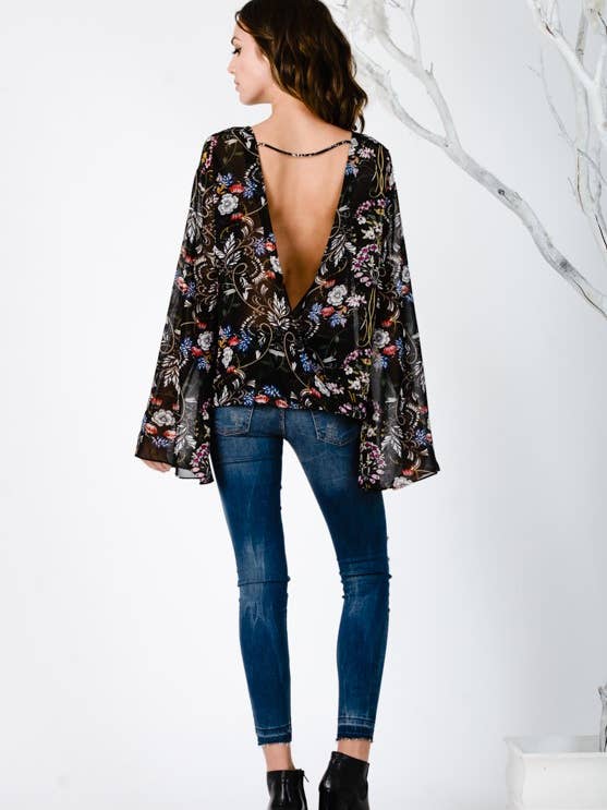 Lucca Couture - Wholesale Blouse - Women's - Fall Blouse NIKKI BOHO BELL SLEEVE TOP1