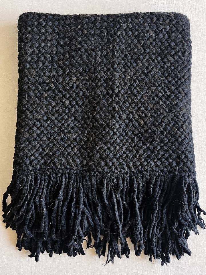 Wool Throw – Black (100% Hand-Dyed Sheep Wool) for wholesale by CHACO Goods