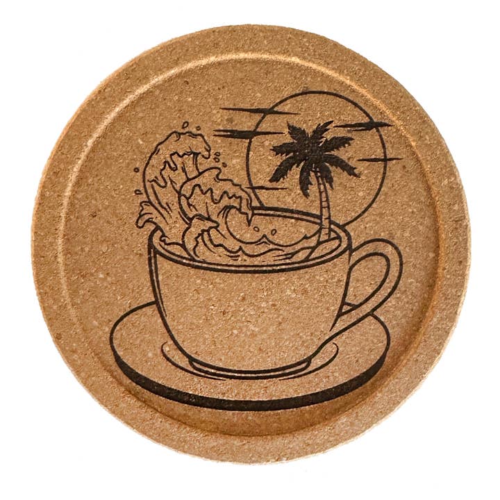 Beach Coffee Cup Cork Coaster for wholesale by Art by Sharell