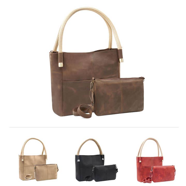 THEWO | Borsa a mano in pelle 2 in 1 «Anna-Lena» per la vendita all'ingrosso da parte di Thielemann Leather Manufacturer