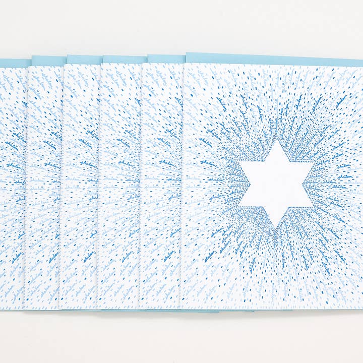 Shalom Star of David Hanukkah Letterpress Card Set for wholesale by Helen Edna