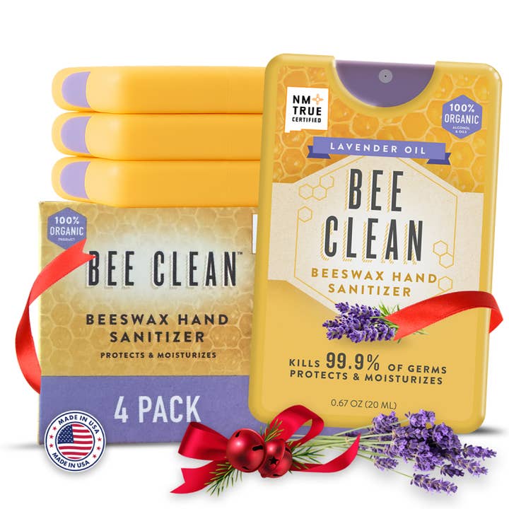 Désinfectant pour les mains à la cire d'abeille biologique Bee Clean-13 Lavande 4 paquets pour la vente par Bee Clean