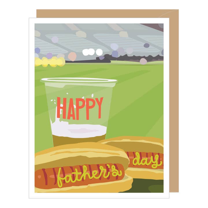 Stadium Beer & Hot Dogs Father's Day Card for wholesale by Apartment 2 Cards