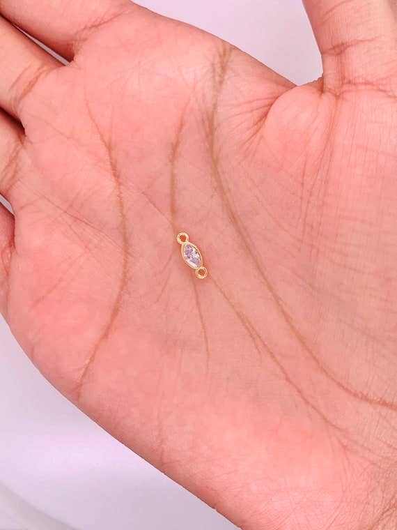 The Bead Bazaar - Vente Breloques/médailles personnalisées - Connecteur CZ délicat rempli d'or 18 carats, breloque de bijouterie permanente2