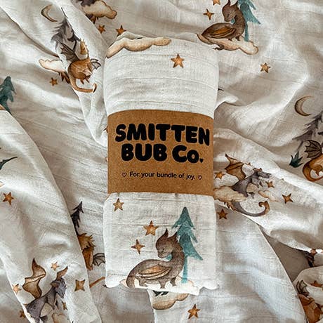 Dragons Bamboo Cotone Mussola Avvolgente per la vendita all'ingrosso da parte di Smitten Bub Co.