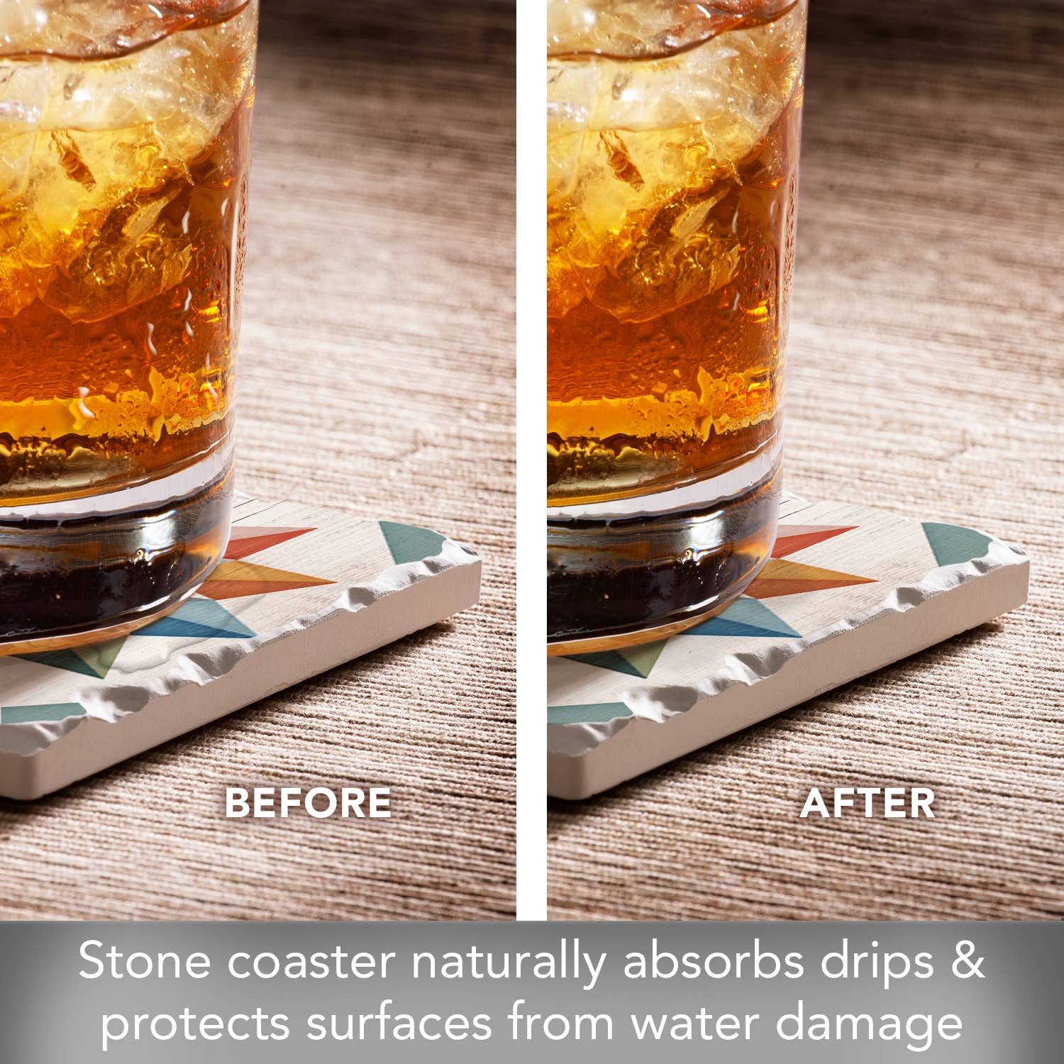 CounterArt/Highland Home/Thirstystone - Wholesale Coasters - Hex Star Single Absorbent Stone Tumbled Tile Coaster5