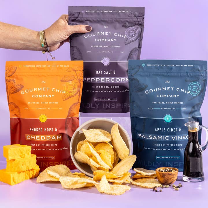The Gourmet Chip Company - Wholesale Chips - Smoked Hops and Cheddar Thick Cut Potato Chips - Case of 122