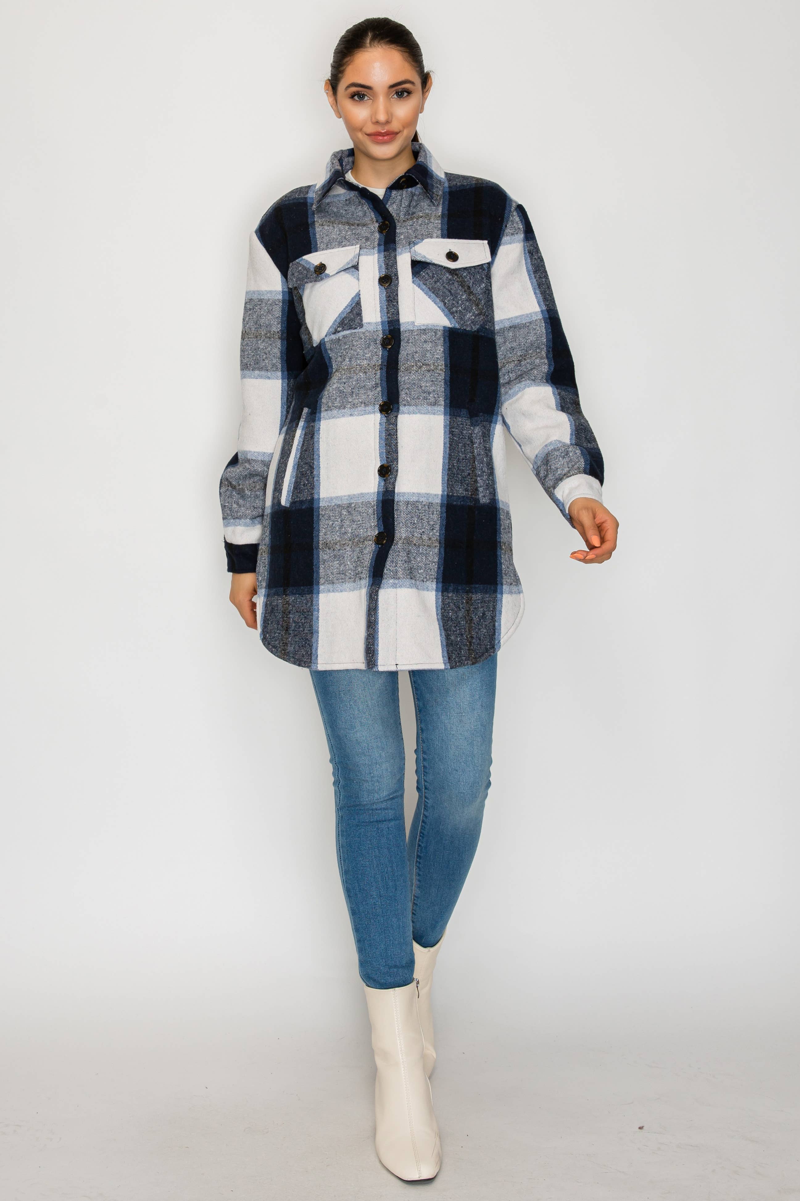 PATRONCITO USA INTERNATIONAL, INC - Wholesale Shirt Jacket/Shacket - Women's - Women Plaid Long Button Shirts Jackets (Shakets) LJ450-20254