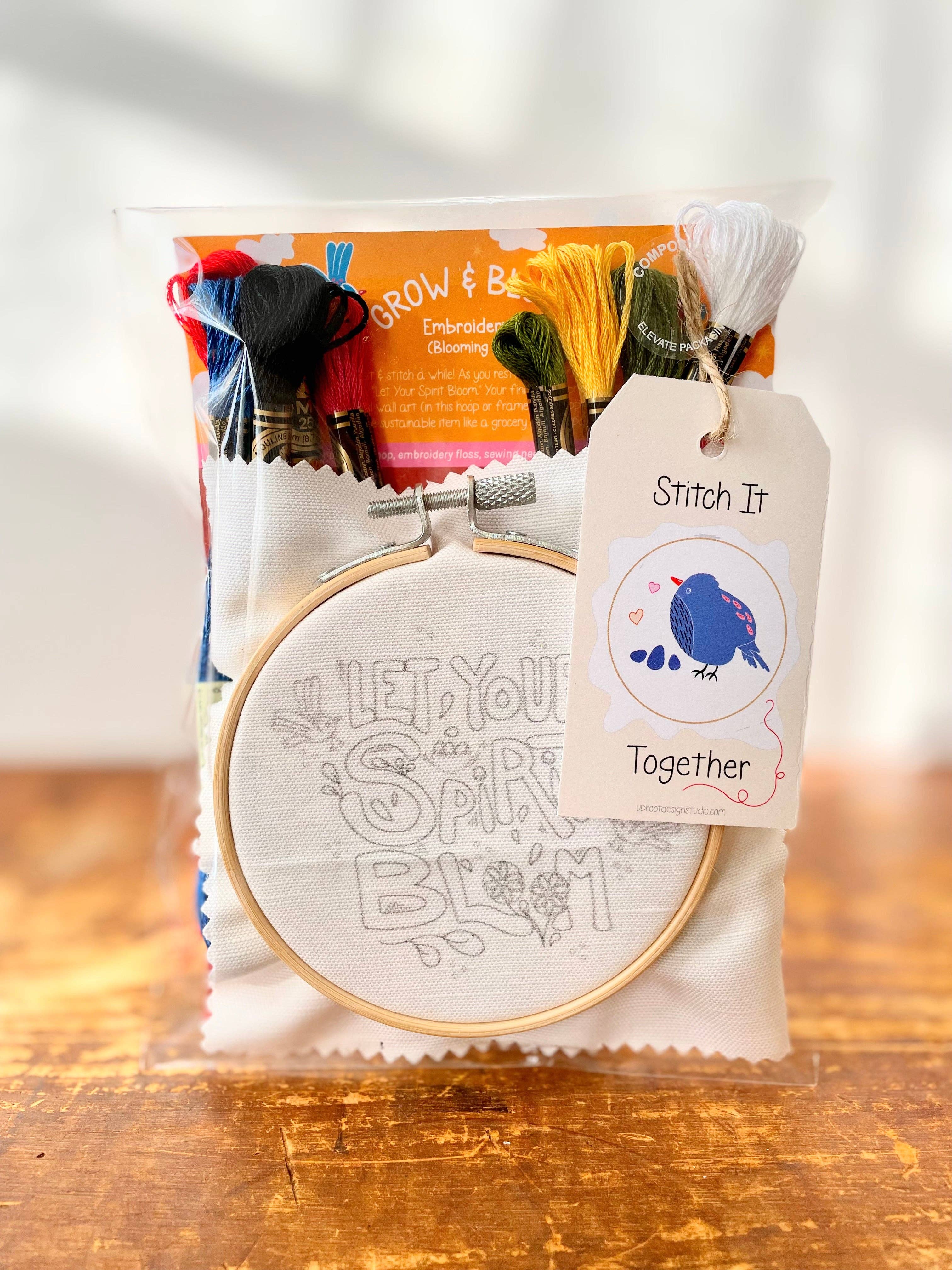 UpRoot Design Studio - Venta al por mayor Material para bordado/punto de cruz - Kit de bordado ecológico «Let Your Spirit Bloom» (Joyful Threads)5