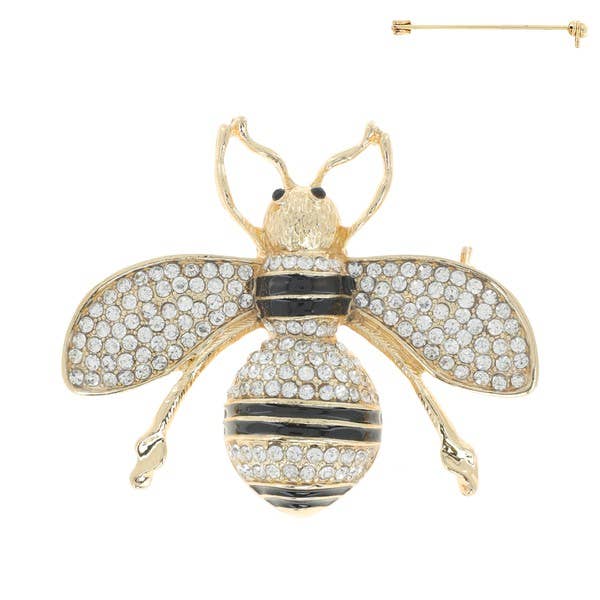 anbfashion - Venta al por mayor Broches - BROCHE DE ABEJORRO ESMALTADO CON PAVÉ DE DIAMANTES DE IMITACIÓN P73261