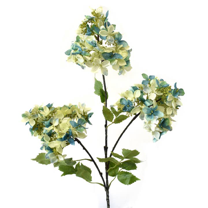 David Christopher's Collection - Wholesale Artificial Flowers - 38” Maple Leaf Cone Hydrangea Spray x 3 - Blue