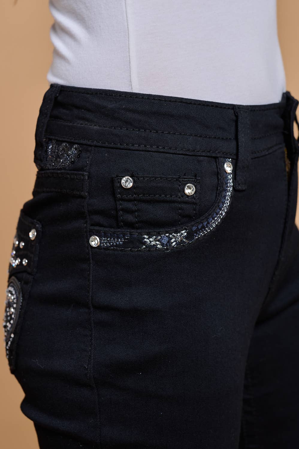 Black WF-006 FLARE STRTCHY WOMEN'S BLING JEANS WESTFIELD EAGLE for wholesale on Faire5