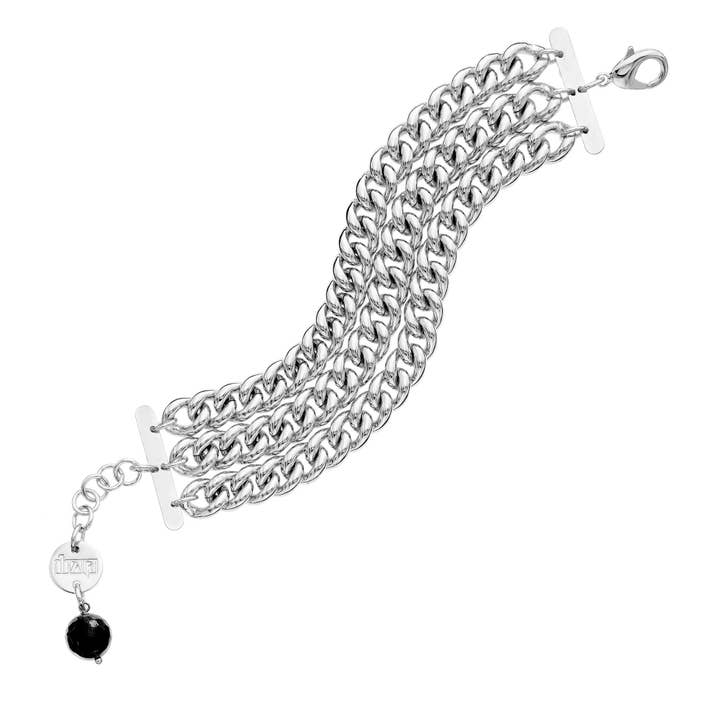 Pulsera de eslabones retorcidos EP de 3 hilos de plata 925 con cristales morados para venta al por mayor de Luxe on Main LLC