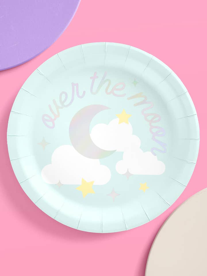 Over the Moon Plates - Baby Shower Party Decorations for wholesale by xo, Fetti