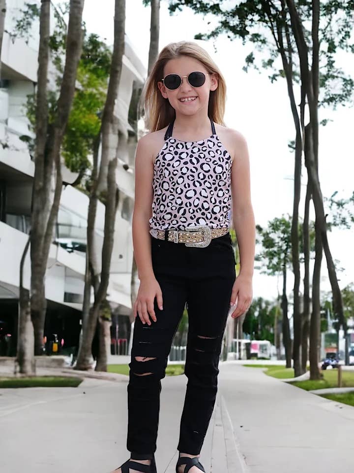 BLACK RIPPED SKINNY JEANS. PNG25133063 AMY for wholesale by Kids Charm Online