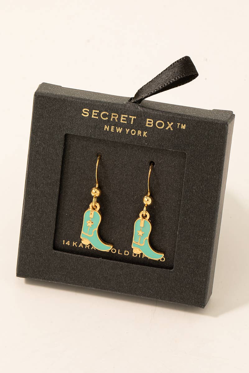 Fame Accessories - Wholesale Dangle Earrings - Secret Box Western Cowboy Boot Earrings3